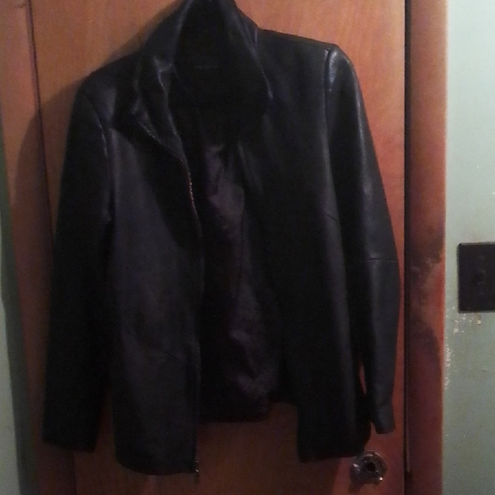 Women's Black Leather Jacket Size Medium‎ Jones New York